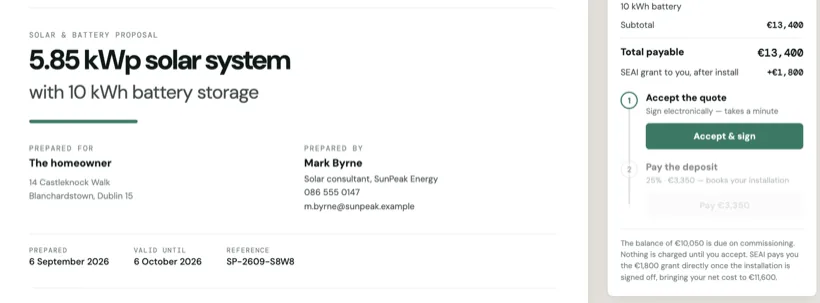 A branded, professional solar proposal