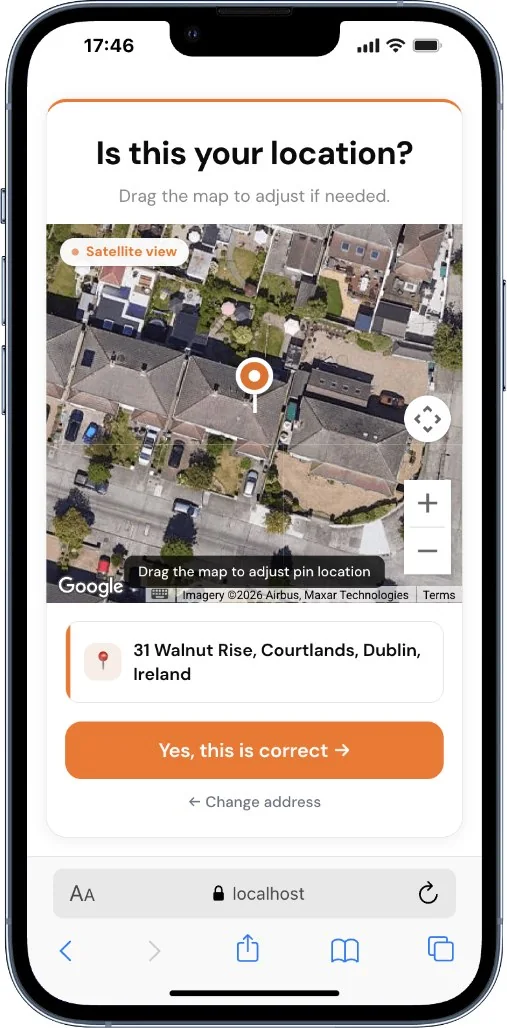 The branded interactive solar experience on a phone
